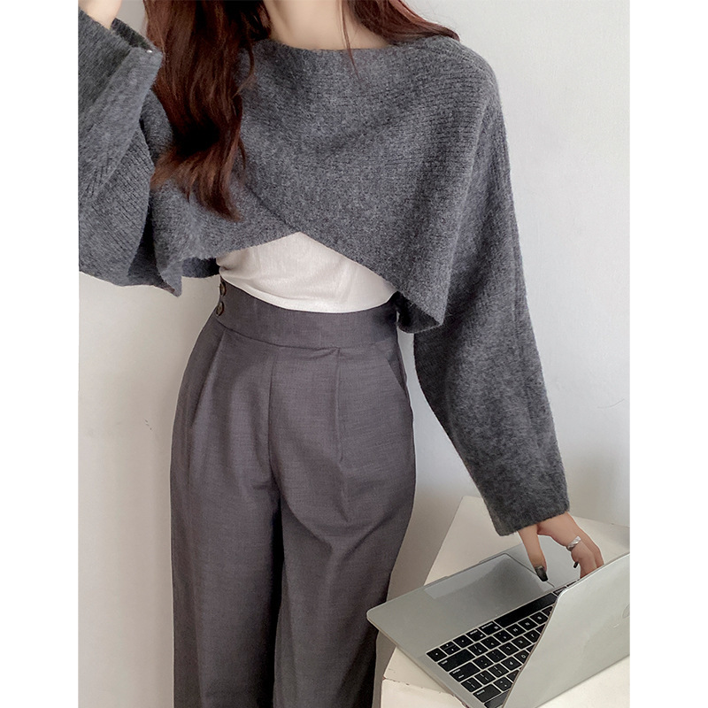 24 invierno Puyuan estilo neutro japonés y coreano ropa casual de punto chaqueta de cuello grueso suéter suelto