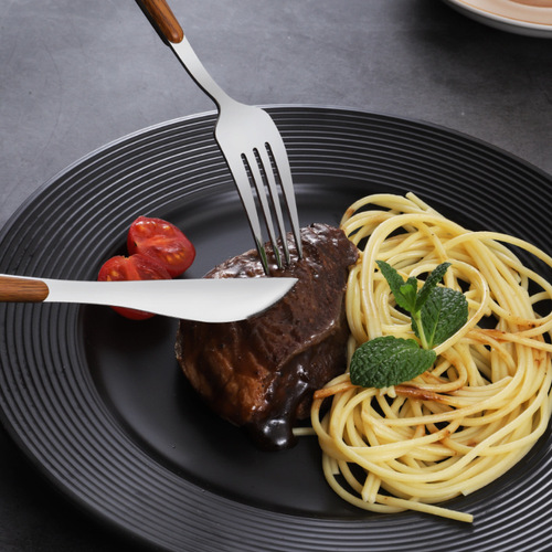 Stainless steel Portuguese handle Western tableware long-handled soup spoon pasta fork dessert spoon tea fork steak knife, fork and spoon set