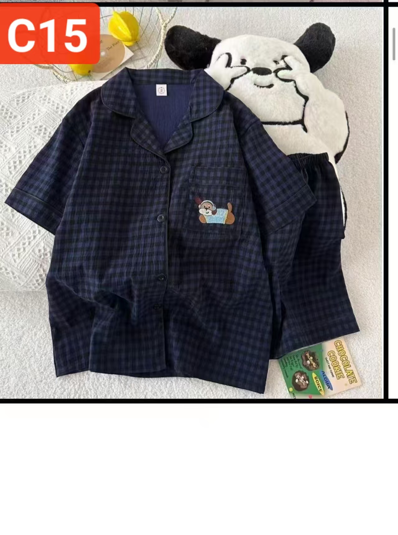 Al por mayor transfronterizo pantalones cortos de manga corta nubes pijamas de algodón de dibujos animados lindos cardigan con solapa primavera y otoño set de ropa para el hogar