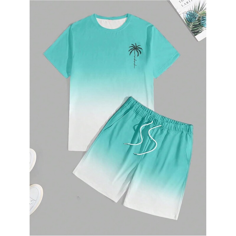 Roseseek Men's Shorts Set 2-Piece Tropical Pattern T-Shirt and Shorts Set Beach Vacation Roseseek Men's Shorts Set 2-Piece Tropical Pattern T-Shirt and Shorts Set Beach Vacation