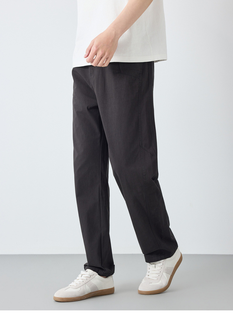 Quần kaki nam công sở chất liệu cotton pha lanh dáng suông — đen chi tiết 20