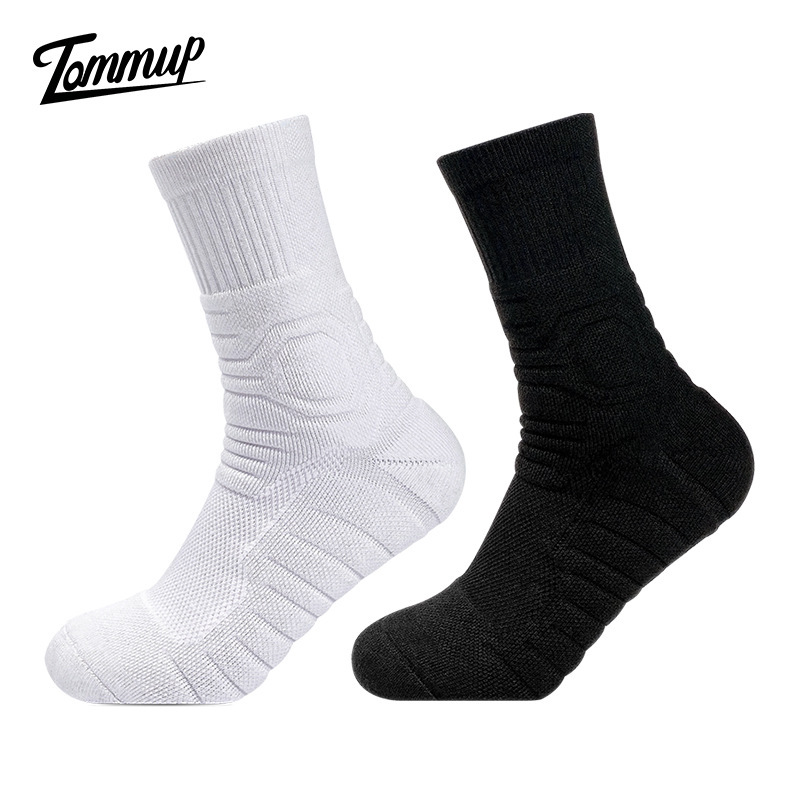 Tommup Elite Practical Basketball Socks Towel Bottom Wrapped Non-Slip Anti-Odor Pure Color Practical Functional Sports Socks