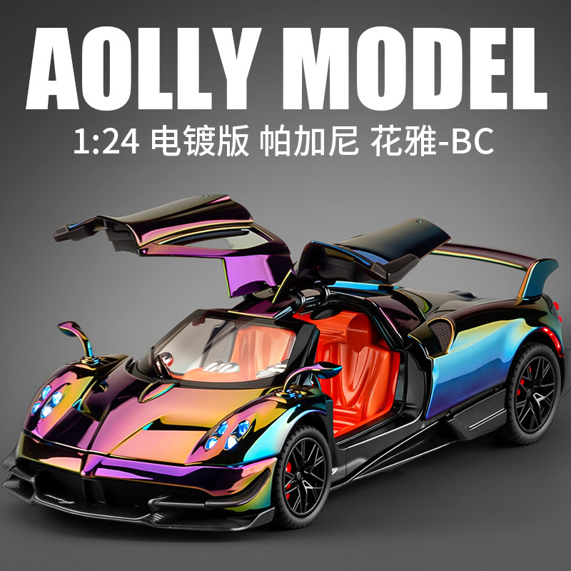 1: 24 Pagani Flores y aleación BC modelo de automóvil eco sonido y luz efectos de sonido decoración del hogar adornos colección de regalos de Año Nuevo