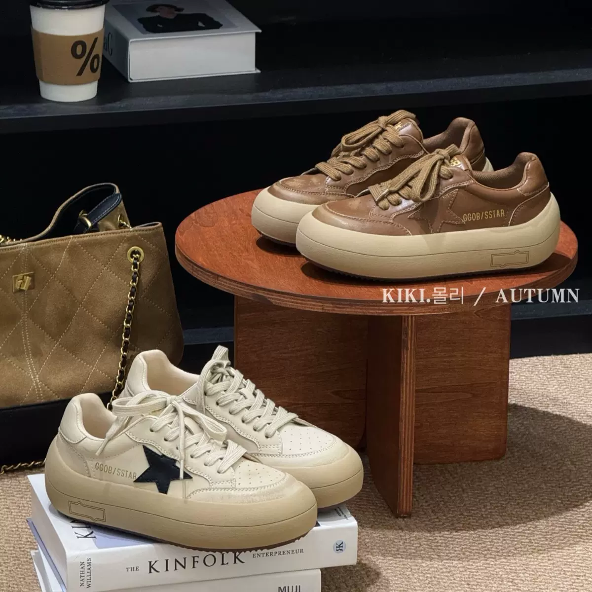 韩版复古厚底擦色板鞋2025秋季新款做旧星星休闲运动脏脏小白鞋潮