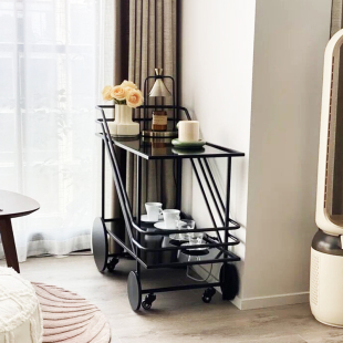 Car, Wine, Food, Mobile Tea, Glass Cake Trolley, Sideboard, Household Trolley, Storage Rack, Hand Push
