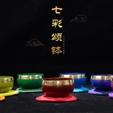 尼泊尔音钵 手工钵盂瑜伽冥想静心铜罄七彩法器梵音摆件 一件代发