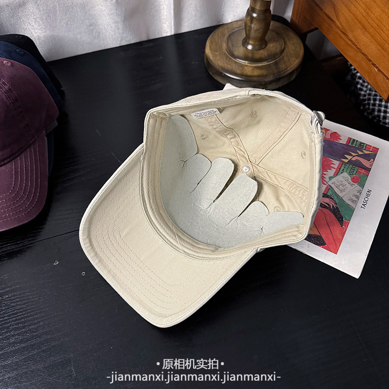 新款字母A刺绣水洗棉休闲韩版韩国棒球帽子男女显脸小遮阳鸭舌帽|undefined