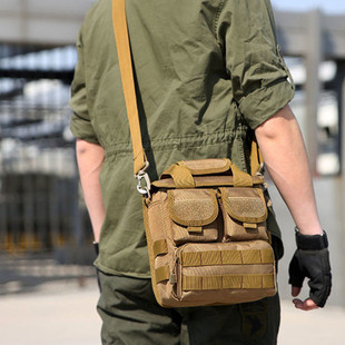 Q4C Tactical Outdoor Military Backpack Tactical Men's and Women's Multi-Functional Shoulder Bag Camouflage Crossbody Waterproof Satchel Travel