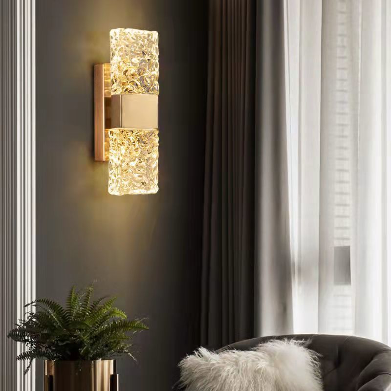 Luz de lujo LED lámpara de pared de cristal dormitorio iluminación de cabecera TV de fondo pared pasillo escalera lámpara de sala de estar al por mayor