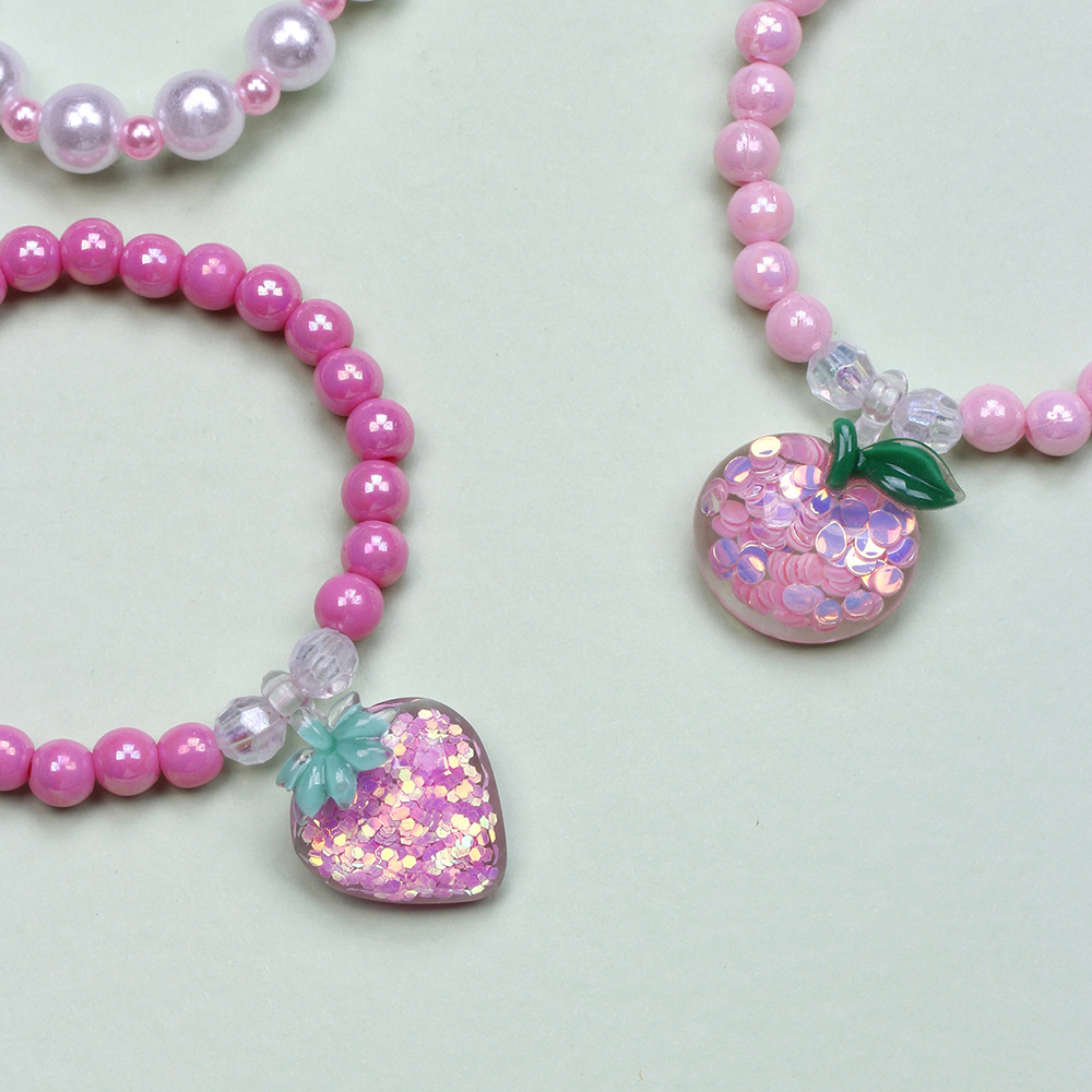 Cute Unicorn Cat Strawberry Plastic Beaded Bracelets 6 Pieces