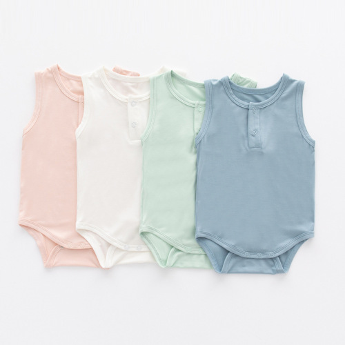 Bamboo fiber baby clothes summer thin bag baby summer sleeveless vest newborn baby romper