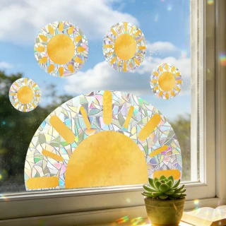 汐诺JDC_006外贸太阳彩虹窗户贴纸儿童房卧室客厅阳台墙面美化