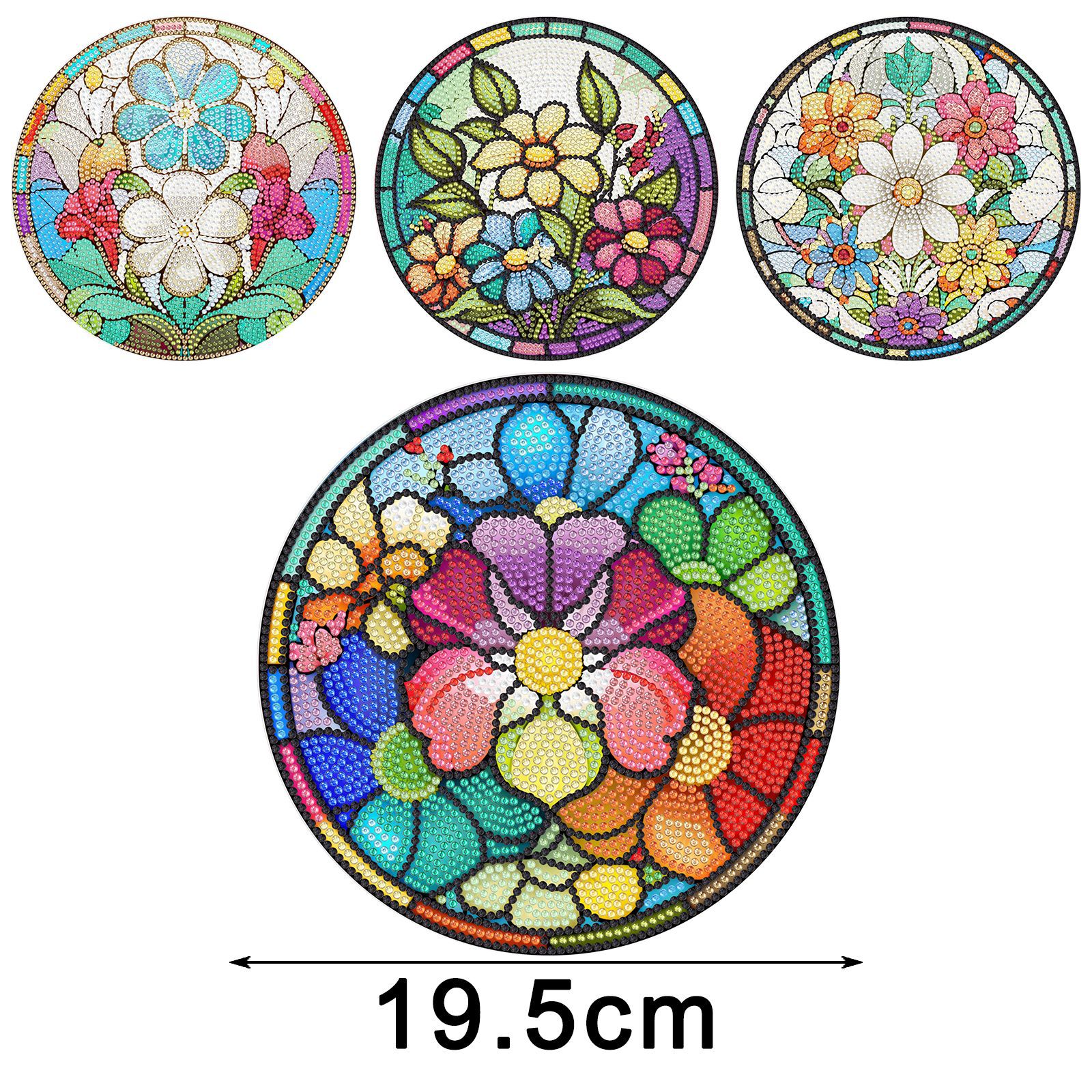 Accesorios para pintura de diamantes, juego de cuatro manteles individuales acrílicos DIY, decoraciones creativas de mandala y flores para restaurantes, disponibles para distribución.