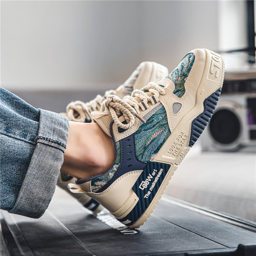 National trend men's shoes  new summer breathable versatile niche original casual sneakers thick-soled non-slip sports trendy shoes