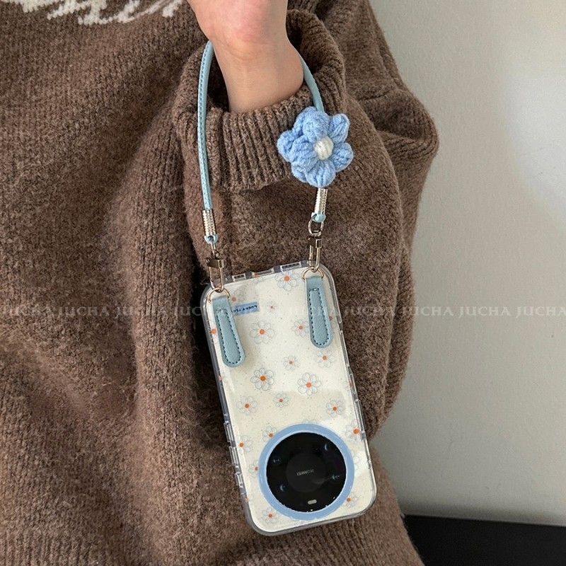 Suitable for Huawei Mate80Promax Mobile Phone Case, High-End Light Luxury Huaweimate80 Small Fresh Blue Daisy