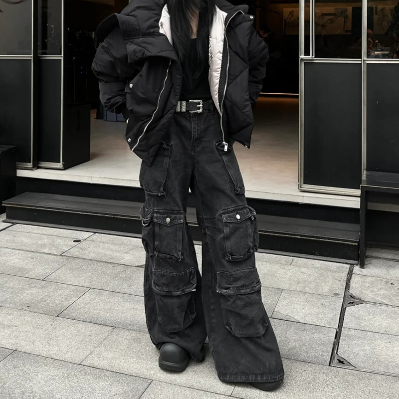 アメリカの重工の多ポケットは大衆のデザイン感のごろつきのハンサムな工装のジーパンの男性の百合のカジュアルなスピーカーのズボンをつなぎ合わせます。