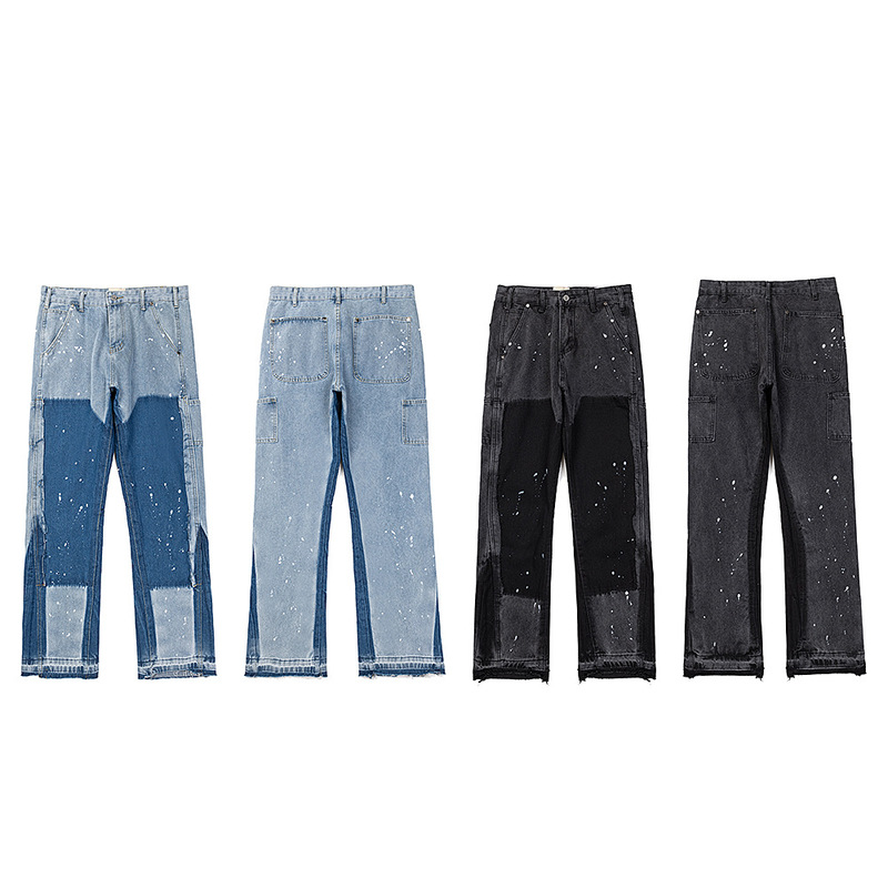 2025Ss Street Fashion Brand Gall Jeans Loose Washed Flared High Street Retro Rainbow Jeans