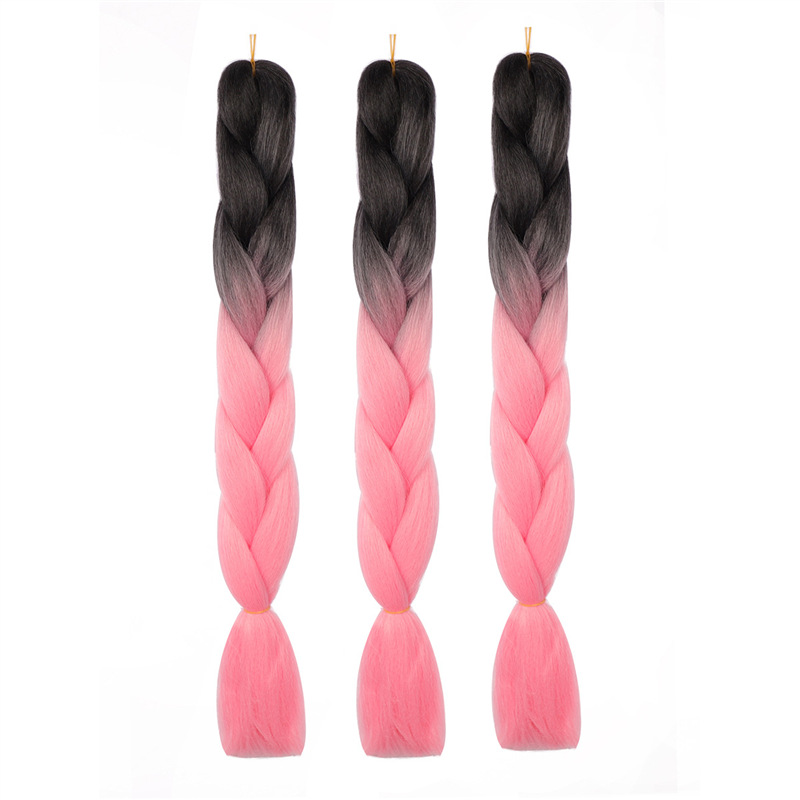 Gran trenza color peluca africana jumbo braid hair gradiente de fibra química trenza de seda de alta temperatura sucia