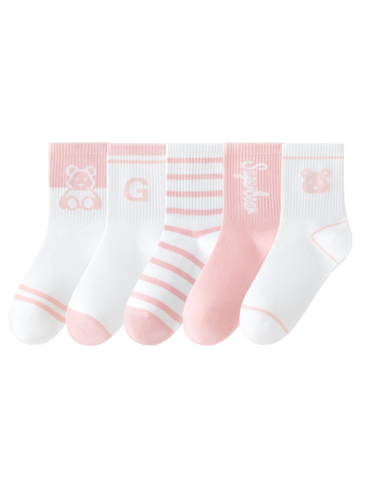 Calcetines para niños 2026 otoño nuevo calcetines de algodón letras de color, calcetines de baloncesto sin hueso para niños