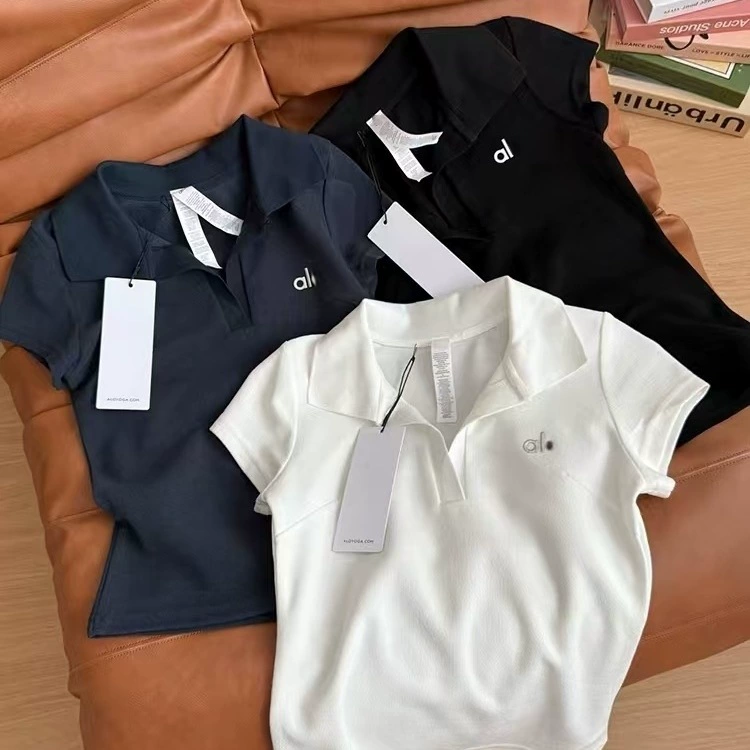 Облегающая футболка с лацканами, короткий универсальный облегающий воротник-поло с короткими рукавами, черный, белый, темно-синий, другие цвета.