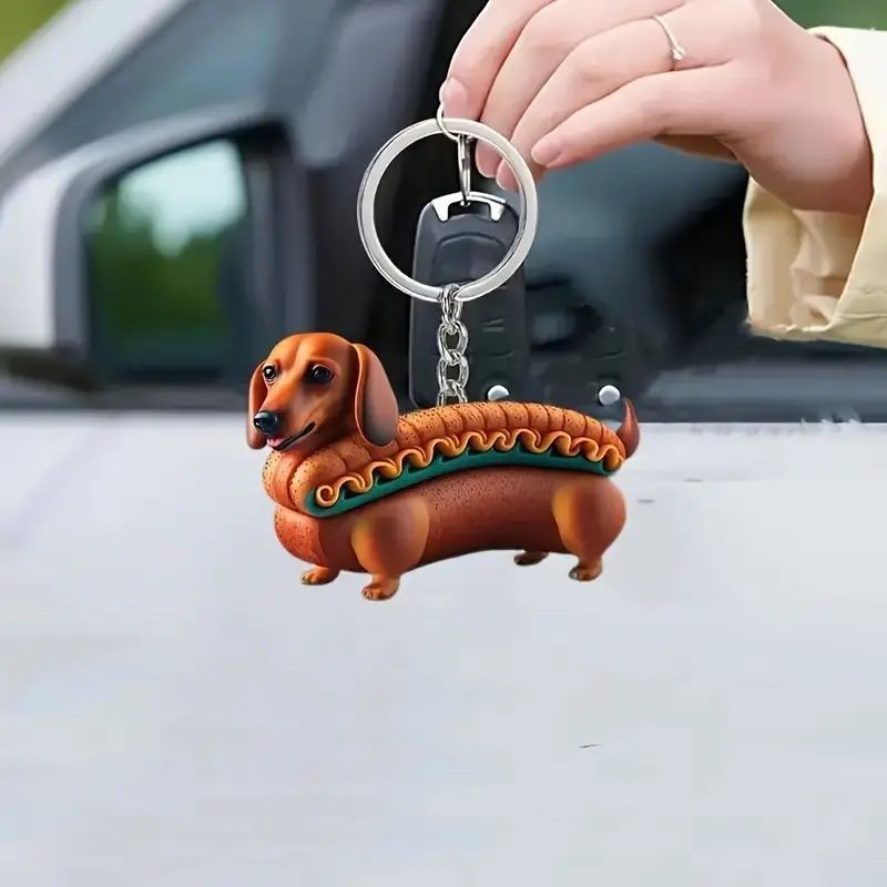 Acrílico creativo salchicha perro colgante plano transfronterizo espejo retrovisor interior decoración colgante colgante para el hogar fiestas colgante