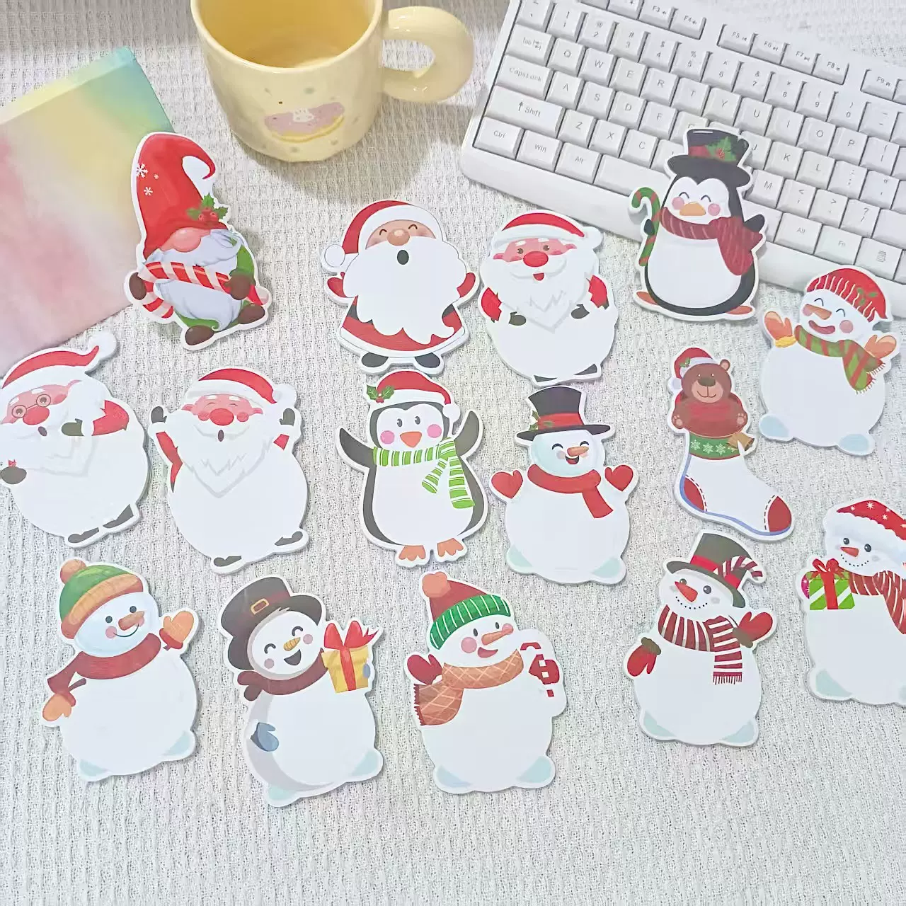 跨境卡通圣诞节便利贴异形可爱便签贴纸留言N次贴强粘性手账装饰