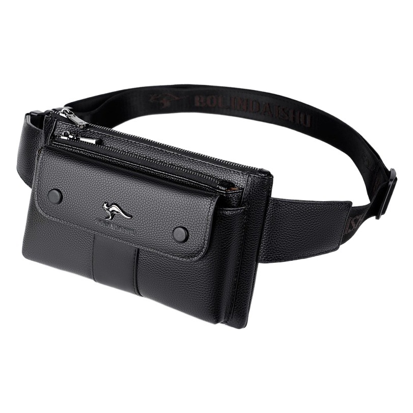 BOLINDAISHU Cow Leather Waist Bag Men's Casual Men's Bag Crossbody Bag Genuine Leather Chest Bag Men's Fashion Sports Chest Bag