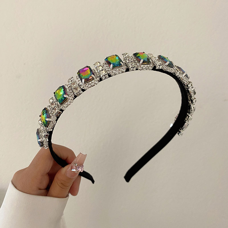 Nicho de alto grado completo diamante diadema temperamento Super brillante borde Delgado diadema moda reina barroca horquilla lavado de cara tocado
