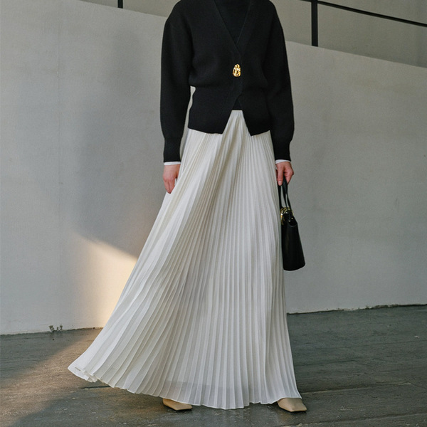 Summer elegant shiffon white long skirt