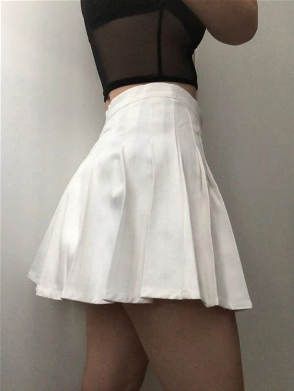 Solid Color Pleated A-Line Skirt NSQY103926