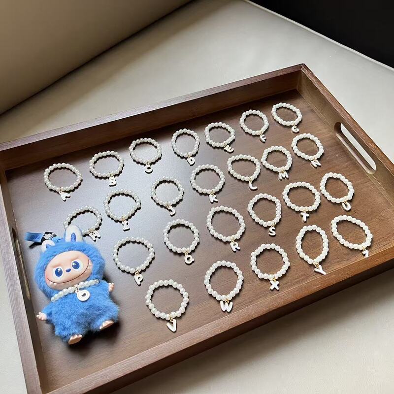 Mini Version of Labubu 4Th Generation Pearl Necklace Mini Labubu Pendant 26 Letters Pendant Accessories Baby Clothes
