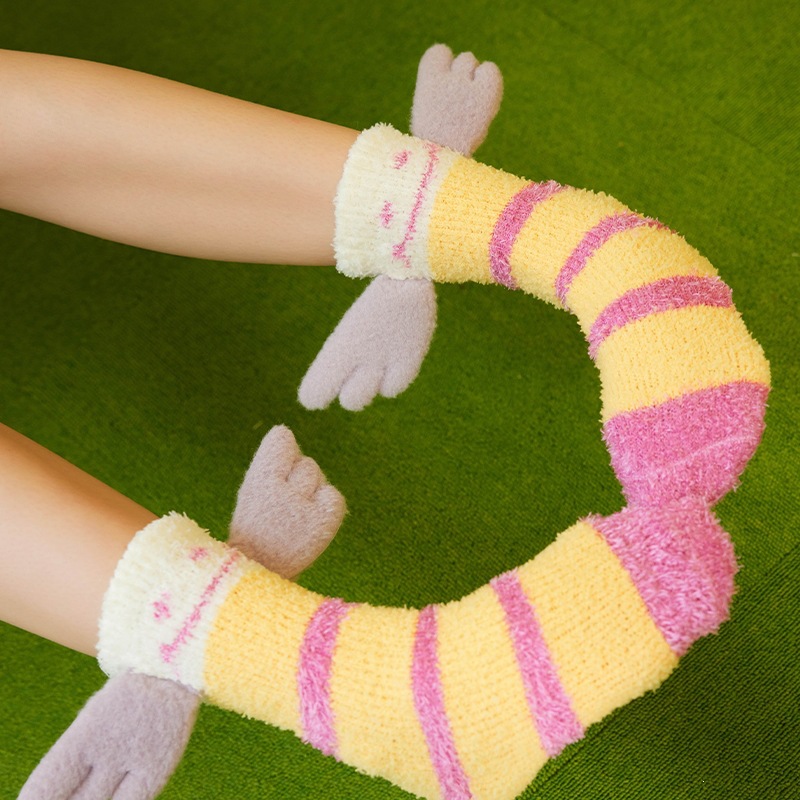 Calcetines de Piso de Caña Media para Mujer de Terciopelo de Coral Antideslizantes y Térmicos para Invierno