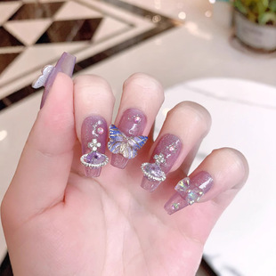 [Original Real shot] handmade wear armor flash Aurora planet nail patch Internet celebrity same style light luxury heavy industry