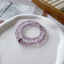 【夕岚】天然紫阿塞水晶手串女款甜美紫色水晶双圈手链送闺蜜礼物