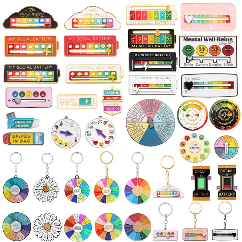 Rainbow emotional adjustable keychain, badge, brooch