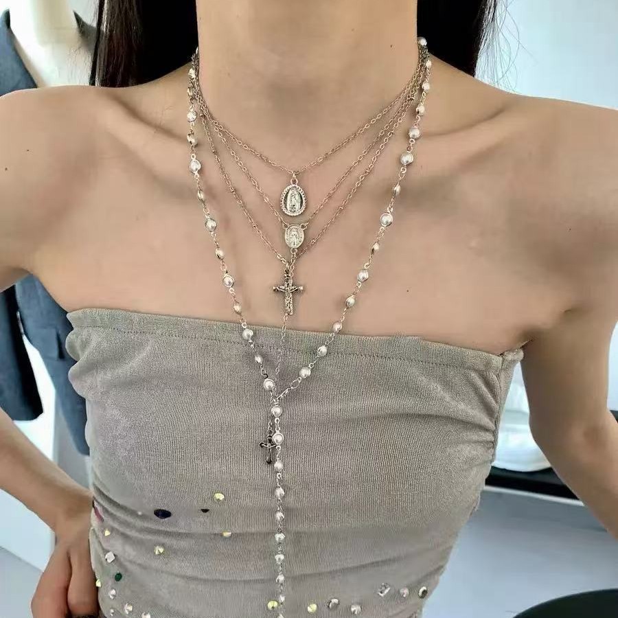 Niche Design Y2K Necklace American Style Layered Clavicle Chain French Light Luxury Sweater Chain Spicy Girl Sweet Cool Women's New Style