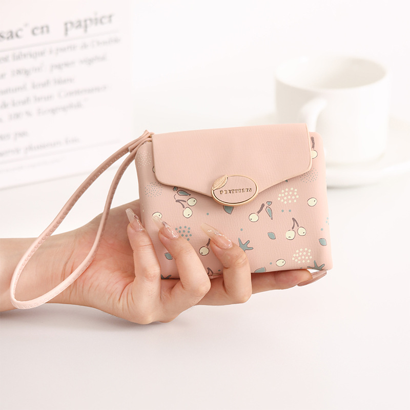跨境新款钱包女士短款手提包小清新简约印花多功能学生零钱包卡包