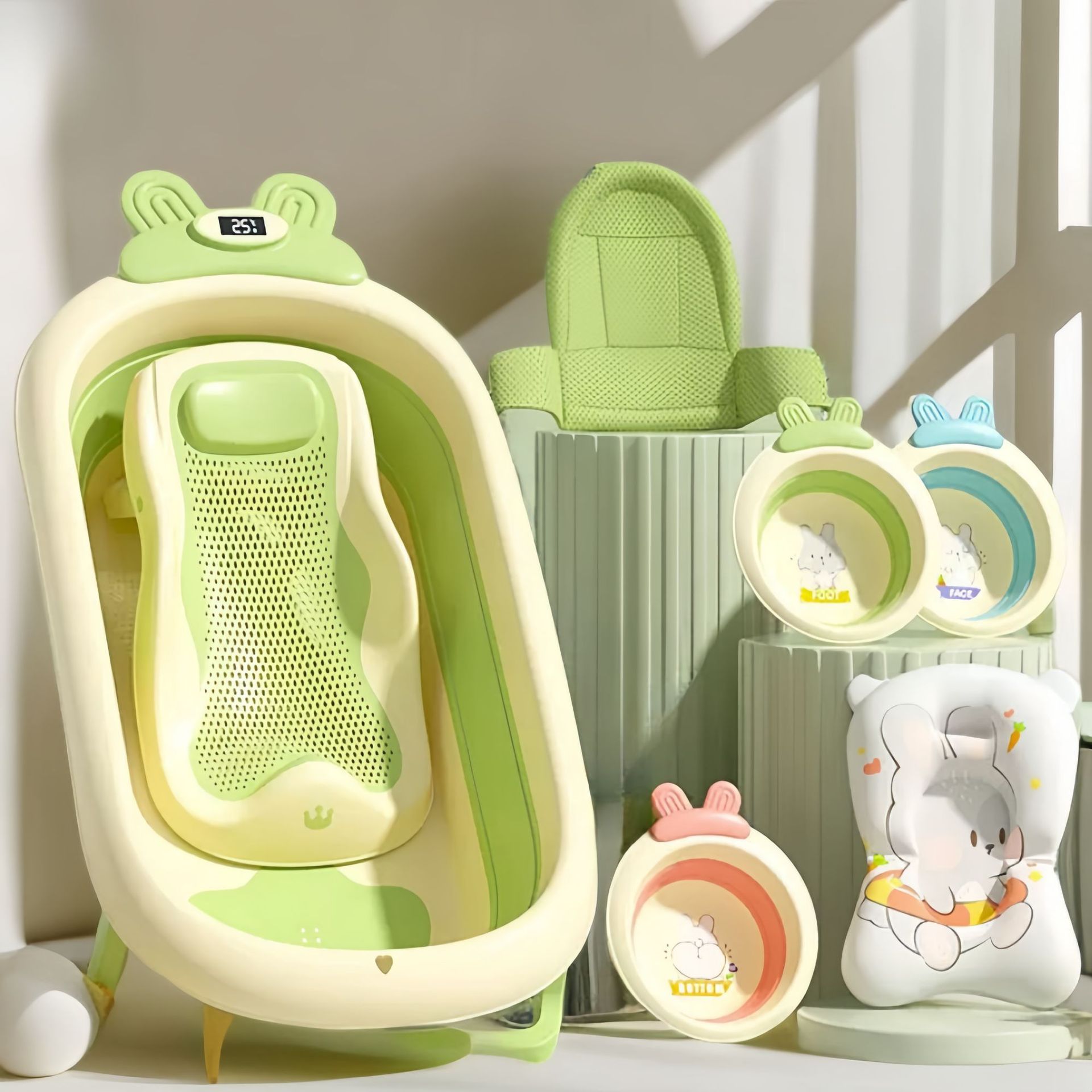 Bañera para bebés, bañera, bebé plegable, niño pequeño, sentado y acostado, cubo de baño grande, hogar para niños, productos para niños recién nacidos
