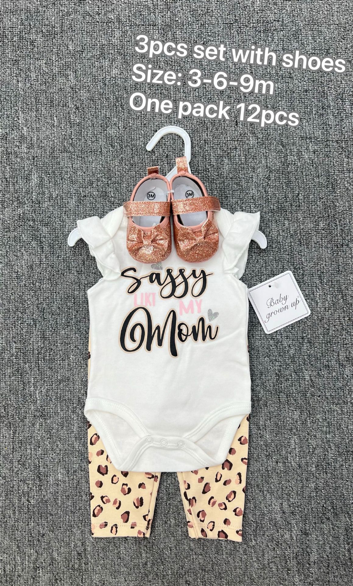 Comercio exterior bolsas de bebés recién nacidos de verano mangas cortas tres piezas con zapatos 3 piezas ropa de bebé al por mayor image 18