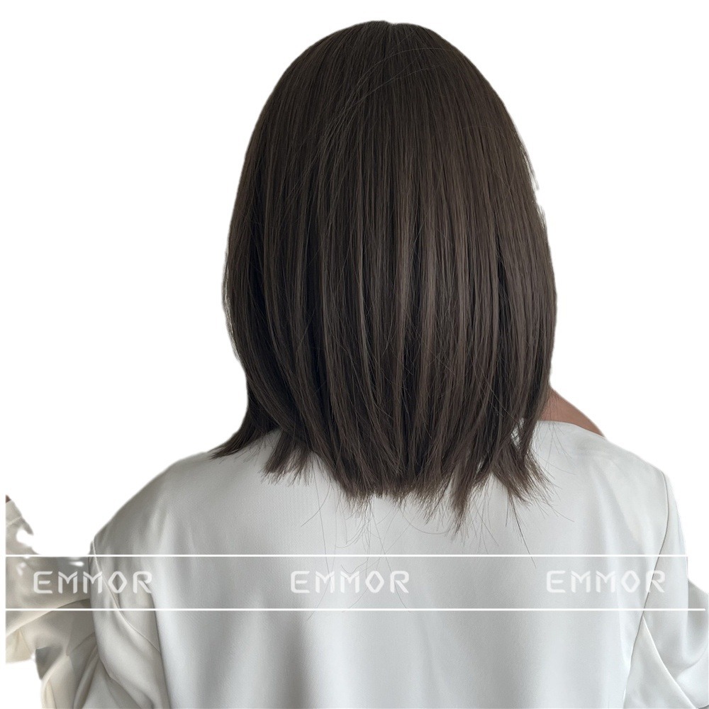 Amazon europeo y americano Comercio exterior Venta caliente peluca alta temperatura seda fibra química Bangs negro Pelo Corto Bobo cabeza cubierta de la cabeza