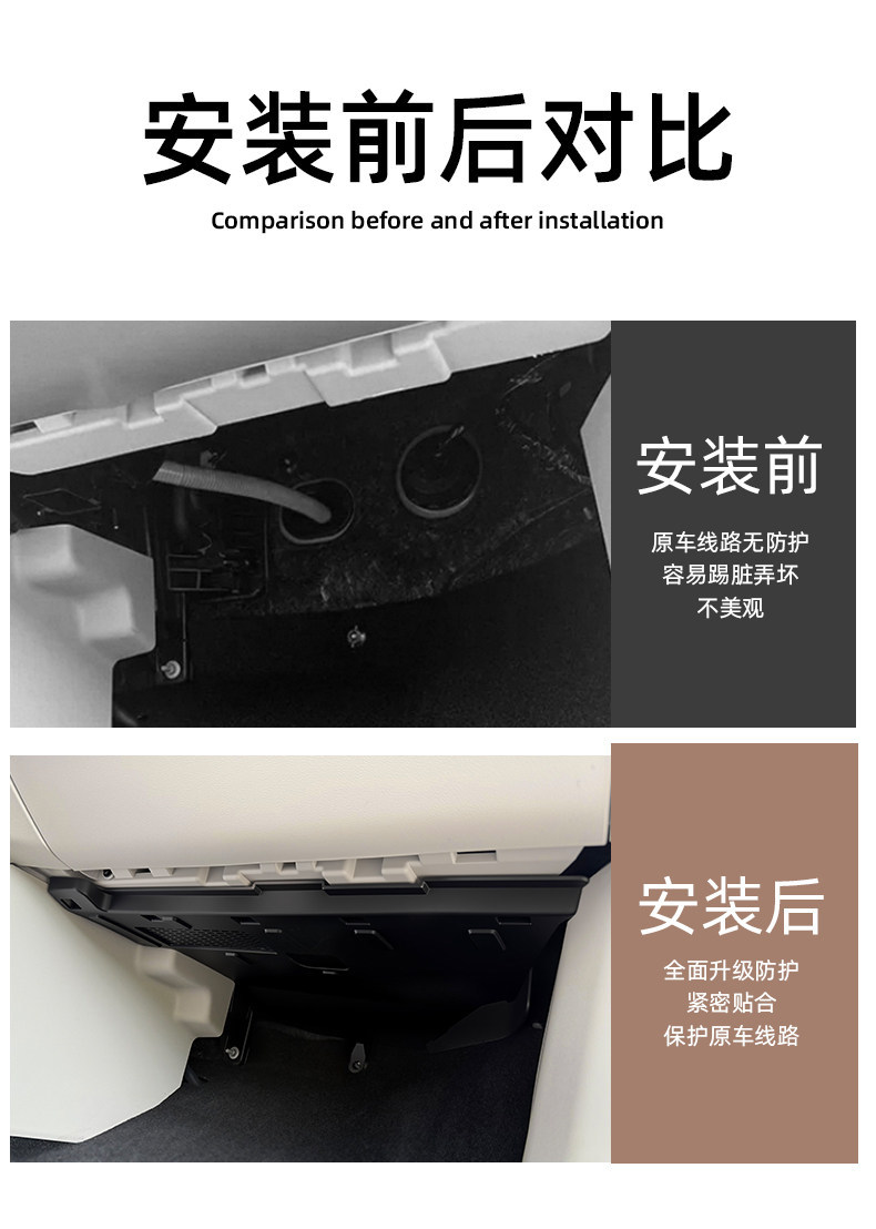 26 types of anti-kick panels for the driver and passenger seats of the Wuling Bingo Pro, used for interior modification and protection of vehicle wiring