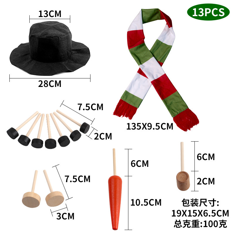 Invierno Snowman Set Navidad Snowman Set de madera botones pipa sombrero bufandas