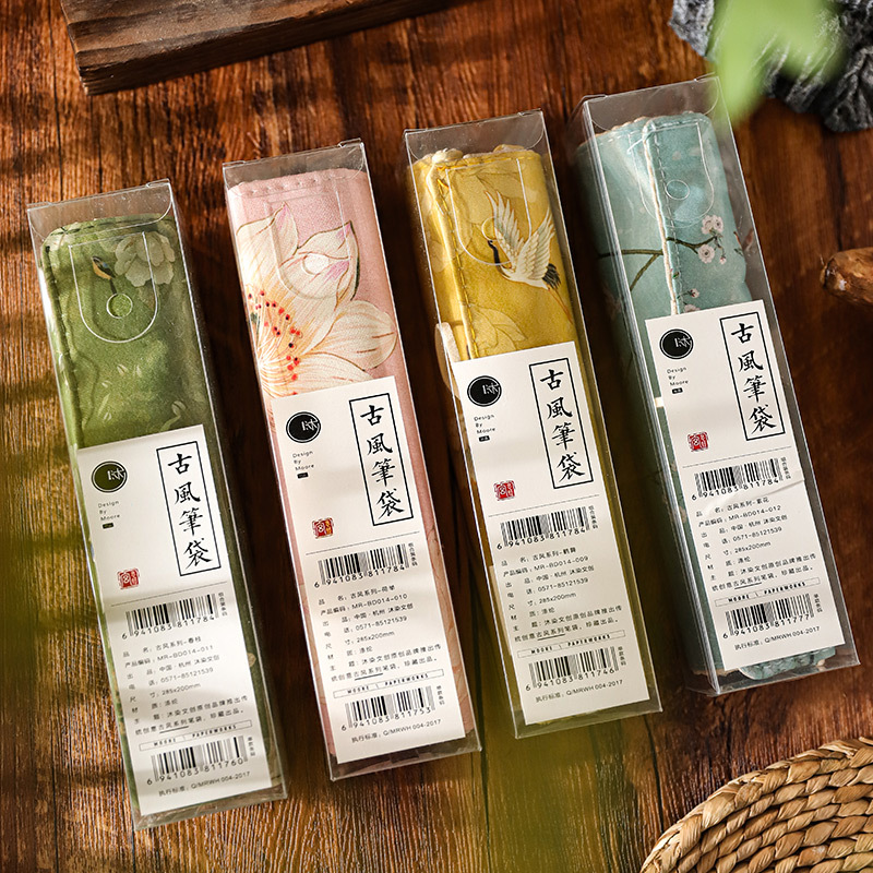 Teñido de seda estilo Palacio caja lápiz estilo antiguo Serie 4 creativo retro gran capacidad papelería bolsa almacenamiento para estudiantes