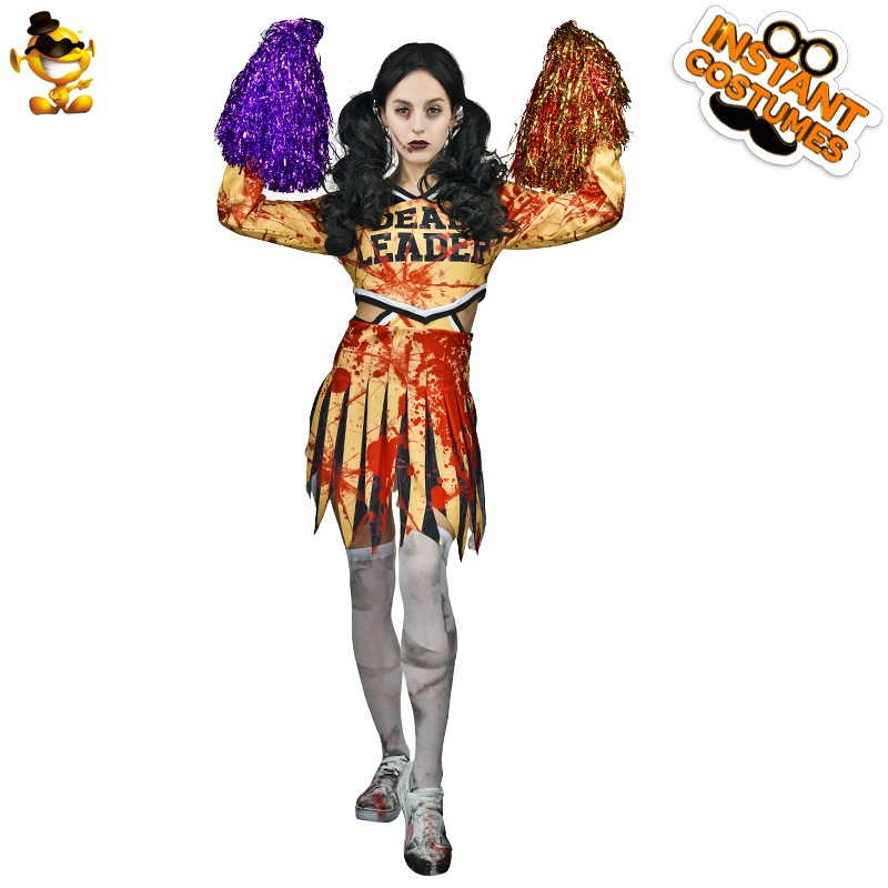 Halloween hombres y mujeres pareja de zombie sangriento rugby cheerleader partido traje del funcionamiento la etapa