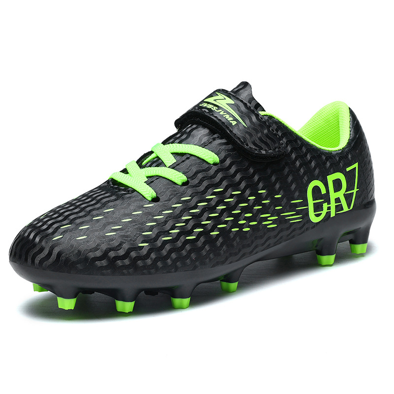 New cross-border children's soccer shoes with Velcro for teenagers, training shoes for older kids, boys' and girls' long-spiked and cleated soccer shoes