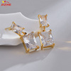 Advanced square fashionable zirconium, earrings, lightening hair dye, bright catchy style, high-quality style, simple and elegant design