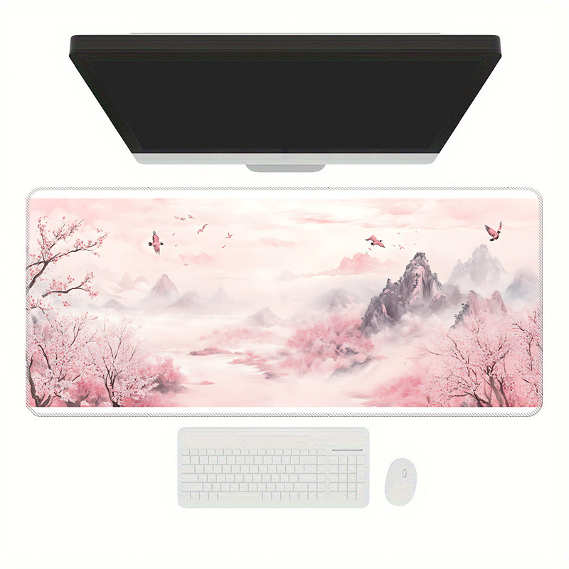 桃の花の森のクロスボーダー専用マウスパッド、大型、高級、厚みがあり、汚れにくいマウスパッド、密閉されたエッジ|undefined