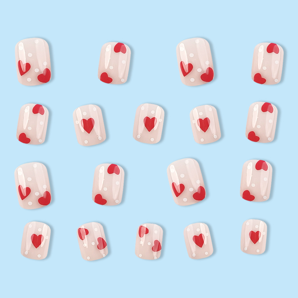 Comercio exterior polvo desnudo ondulado punto de amor manicure día de San Valentín dulce romántico desgaste de uñas 24 piezas de parche de uñas