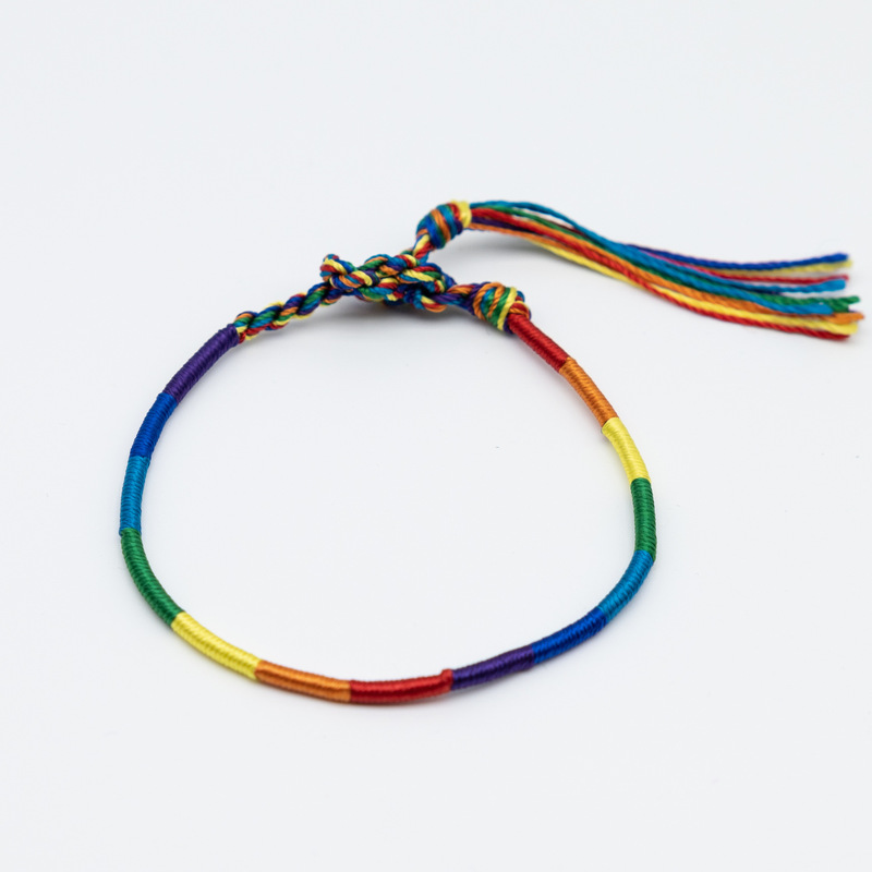 Cross-border hand-woven rainbow silk bracelet Dragon Boat Festival hand rope twist braid ethnic style friendship hand belt supply