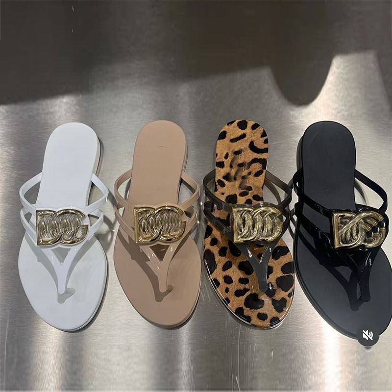 Women's summer flip-flops, D-brand slippers, crystal jelly slippers, foreign trade style, with metal buckle, summer slipper